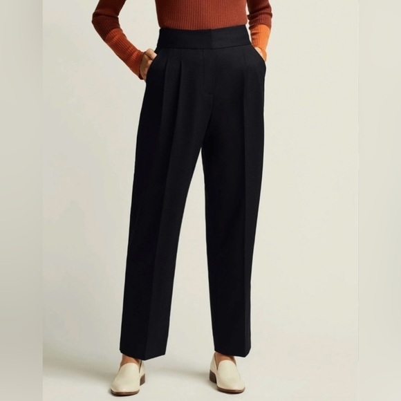 Argent Women’s Workwear Seasonal Wool Pleated Trouser PantsBlack2